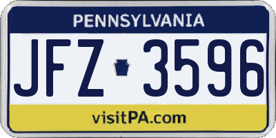 PA license plate JFZ3596