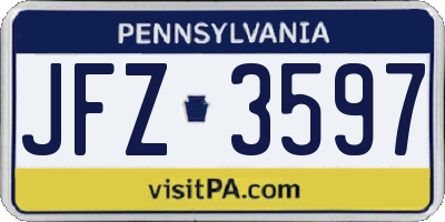 PA license plate JFZ3597