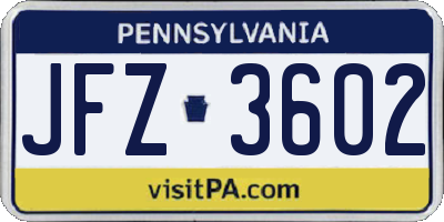 PA license plate JFZ3602