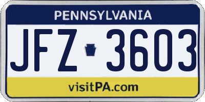 PA license plate JFZ3603