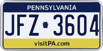 PA license plate JFZ3604