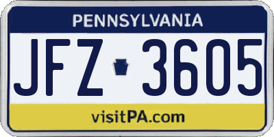PA license plate JFZ3605
