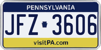 PA license plate JFZ3606