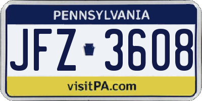 PA license plate JFZ3608