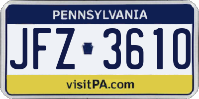PA license plate JFZ3610
