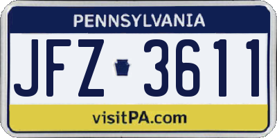 PA license plate JFZ3611