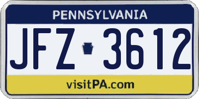 PA license plate JFZ3612
