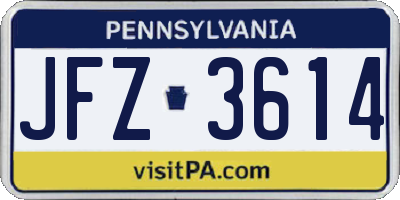 PA license plate JFZ3614