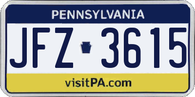 PA license plate JFZ3615