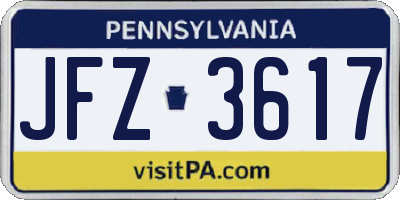 PA license plate JFZ3617