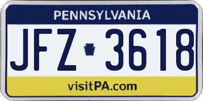 PA license plate JFZ3618