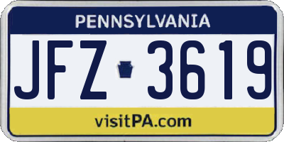 PA license plate JFZ3619