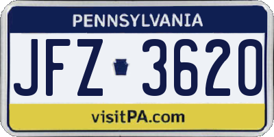 PA license plate JFZ3620