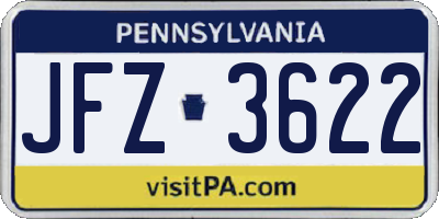 PA license plate JFZ3622