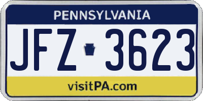 PA license plate JFZ3623