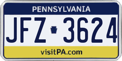 PA license plate JFZ3624