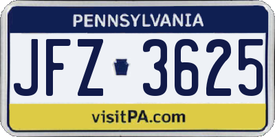 PA license plate JFZ3625