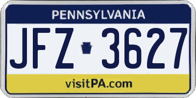 PA license plate JFZ3627