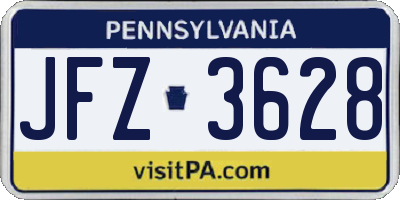 PA license plate JFZ3628