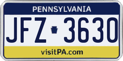 PA license plate JFZ3630