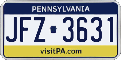 PA license plate JFZ3631