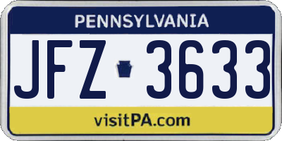 PA license plate JFZ3633