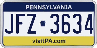PA license plate JFZ3634
