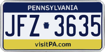 PA license plate JFZ3635
