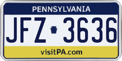 PA license plate JFZ3636