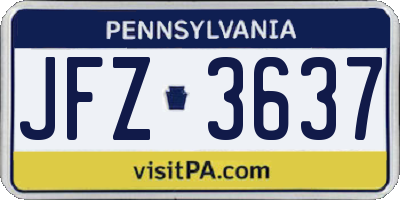 PA license plate JFZ3637