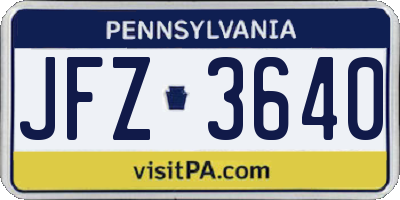 PA license plate JFZ3640