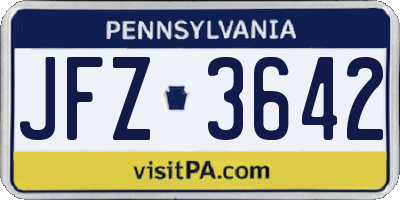 PA license plate JFZ3642
