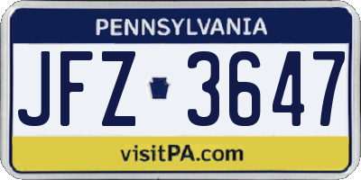 PA license plate JFZ3647