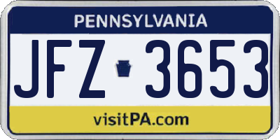 PA license plate JFZ3653