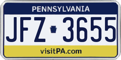 PA license plate JFZ3655