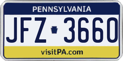 PA license plate JFZ3660