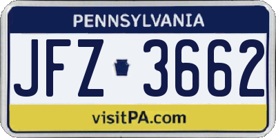 PA license plate JFZ3662