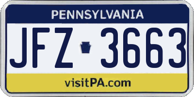 PA license plate JFZ3663