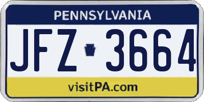 PA license plate JFZ3664