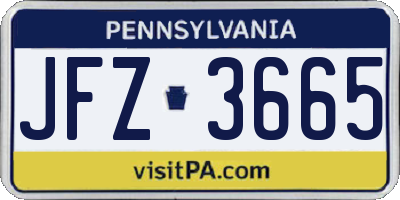 PA license plate JFZ3665
