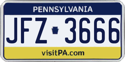 PA license plate JFZ3666