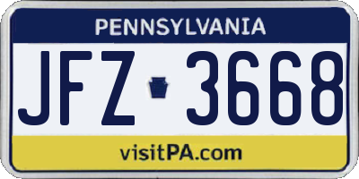 PA license plate JFZ3668