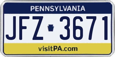 PA license plate JFZ3671