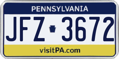 PA license plate JFZ3672
