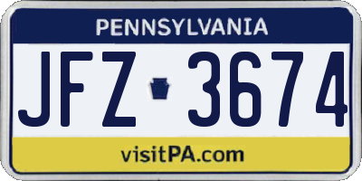 PA license plate JFZ3674