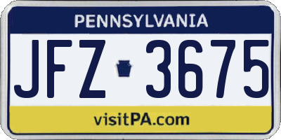 PA license plate JFZ3675