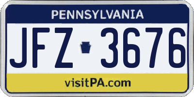 PA license plate JFZ3676