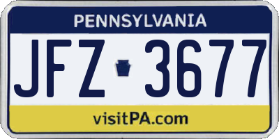 PA license plate JFZ3677