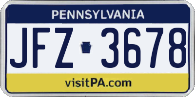 PA license plate JFZ3678