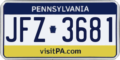 PA license plate JFZ3681